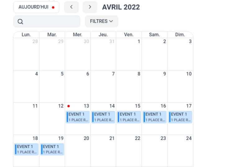 Shortcode amelia event calendar