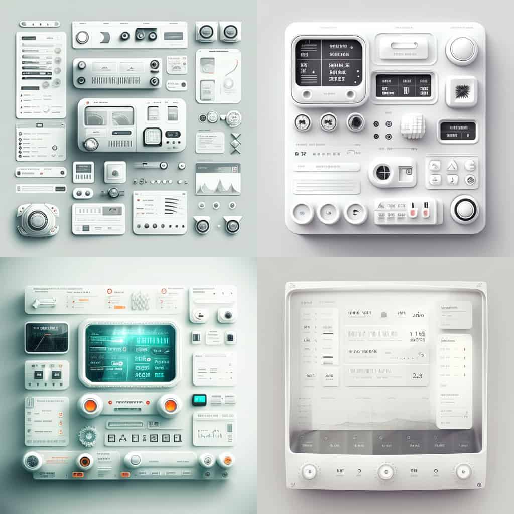 Midjourney Interface neumorphism gris vert