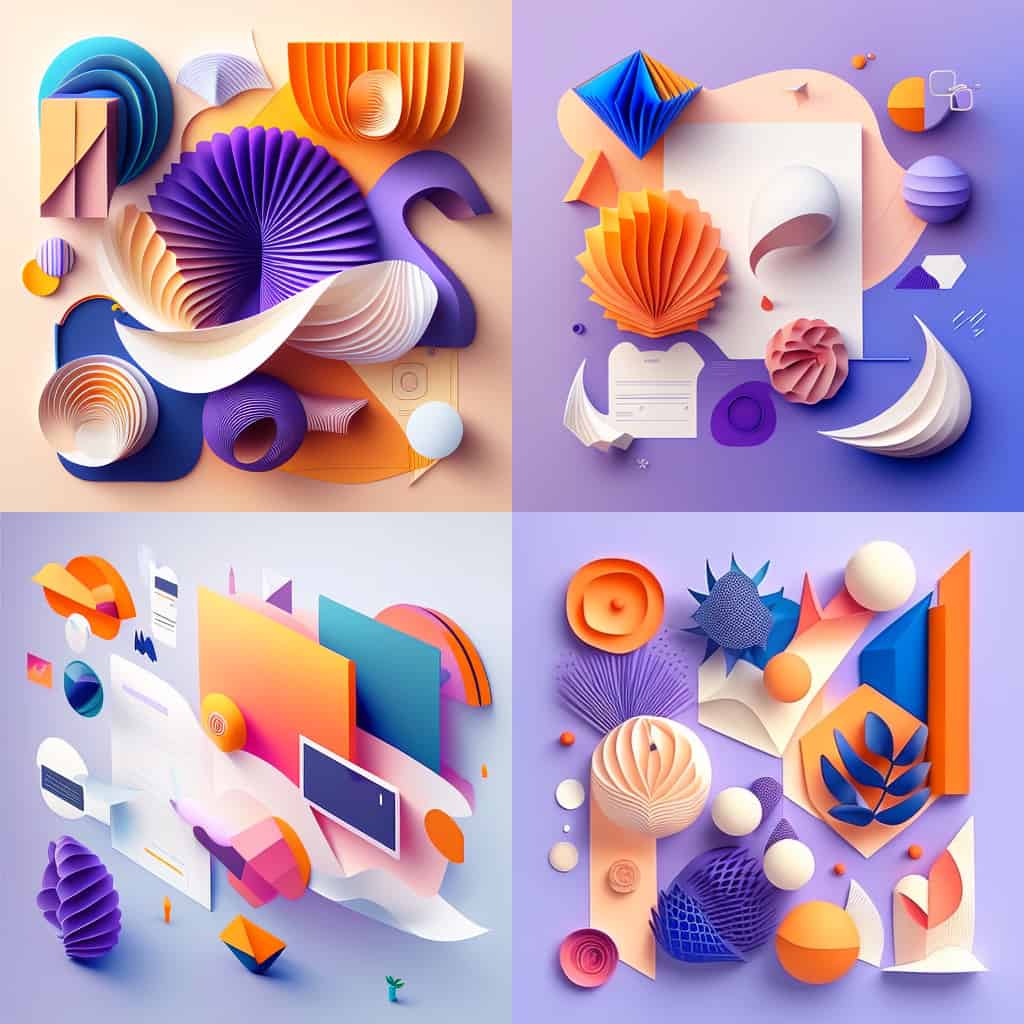 Midjourney design interface ux ui papier violet orange bleu