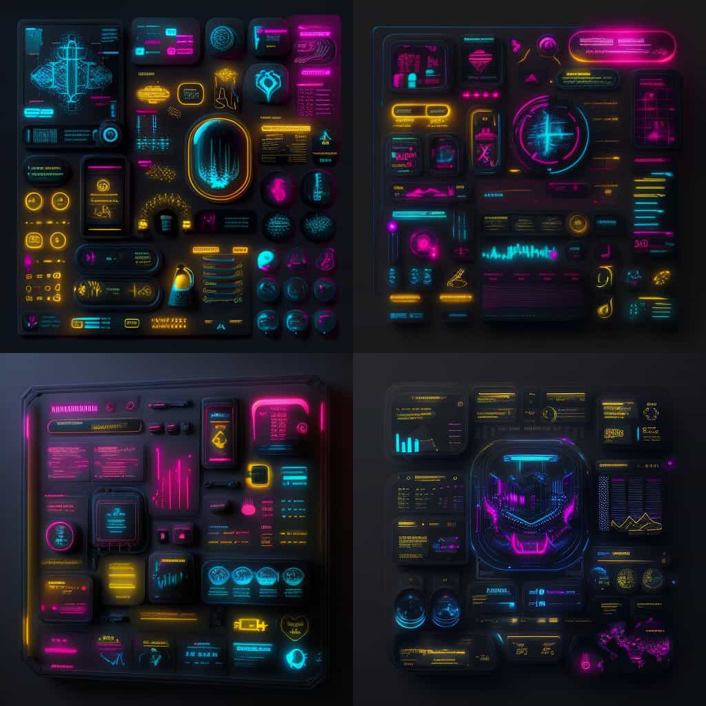 Midjourney design interface web ux ui bioluminescent neon