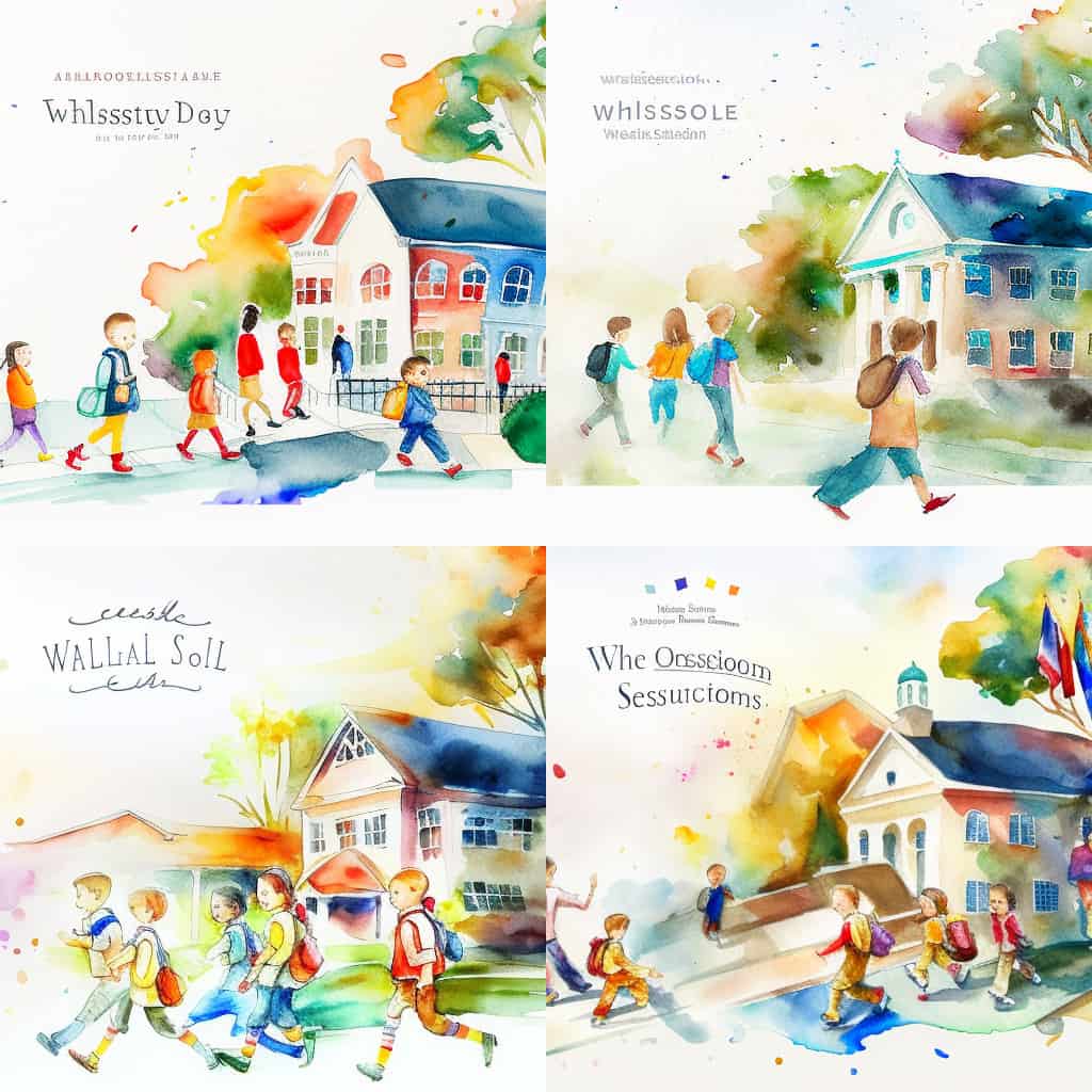 Midjourney webdesign pour une école aquarelle