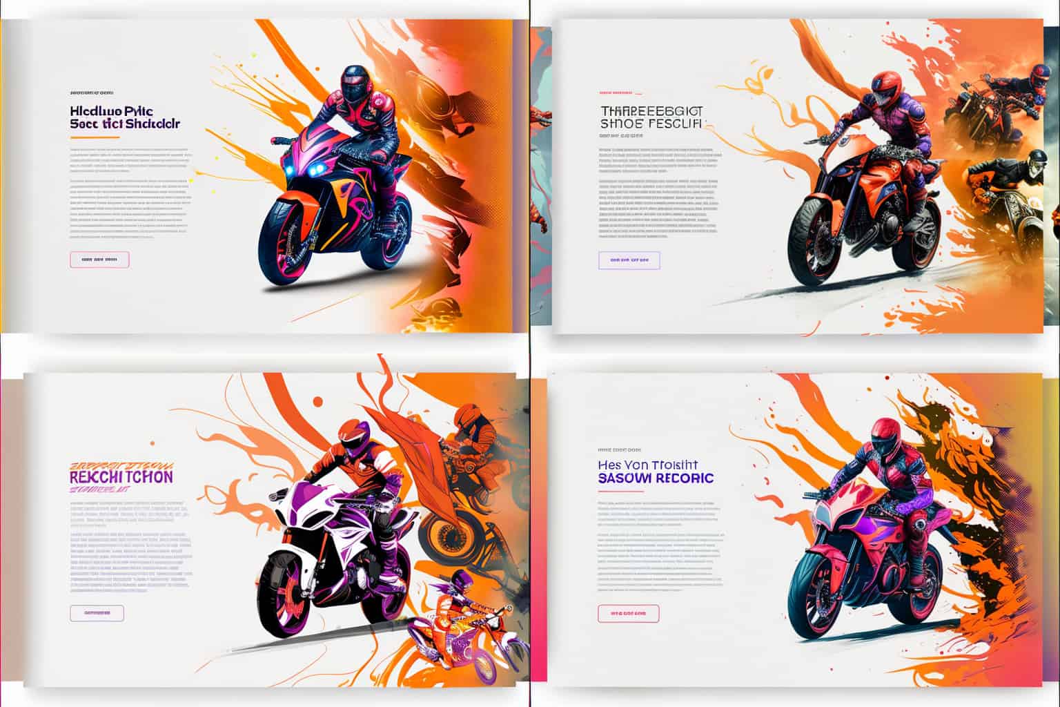 Webdesign Midjourney Hero section site de moto