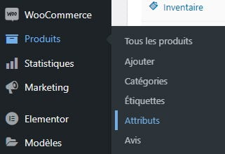 Produits Attributs