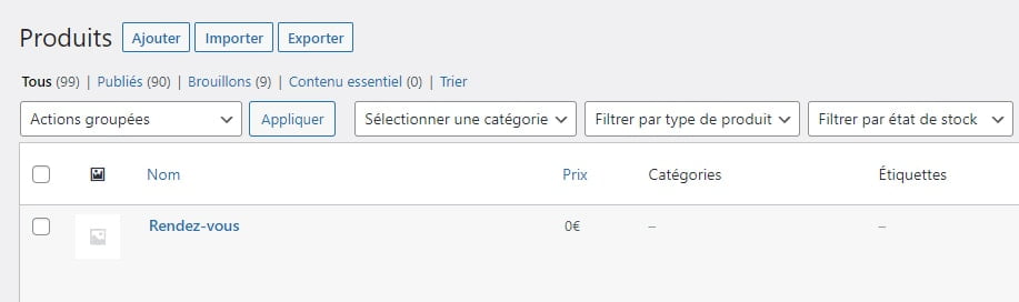 Produit WooCommerce Rendez-vous Amelia