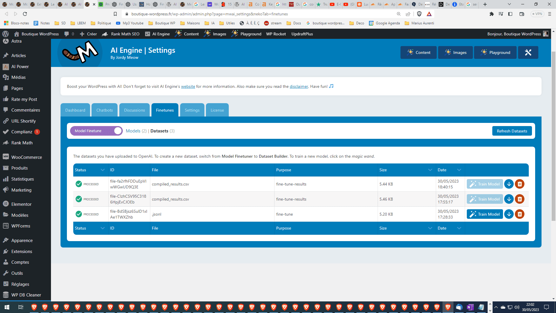 Fine-tuning de dataset avec AI Engine