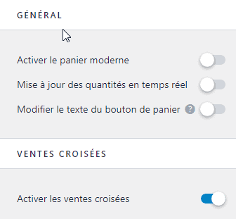 Réglages du panier Astra WooCommerce