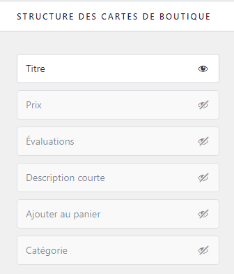 Structure des cartes de boutique