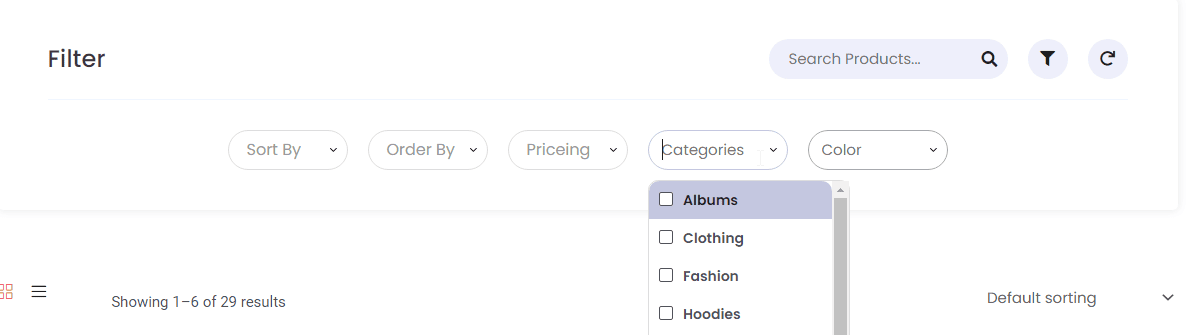 Filtre de produits ShopLentor