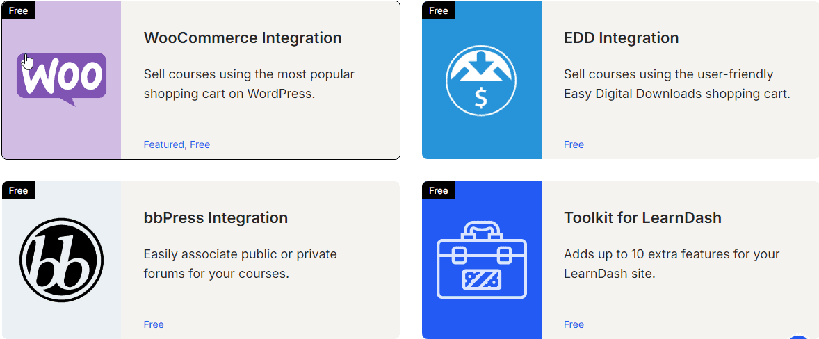 Intégrations de services tiers et plugins à LearnDash