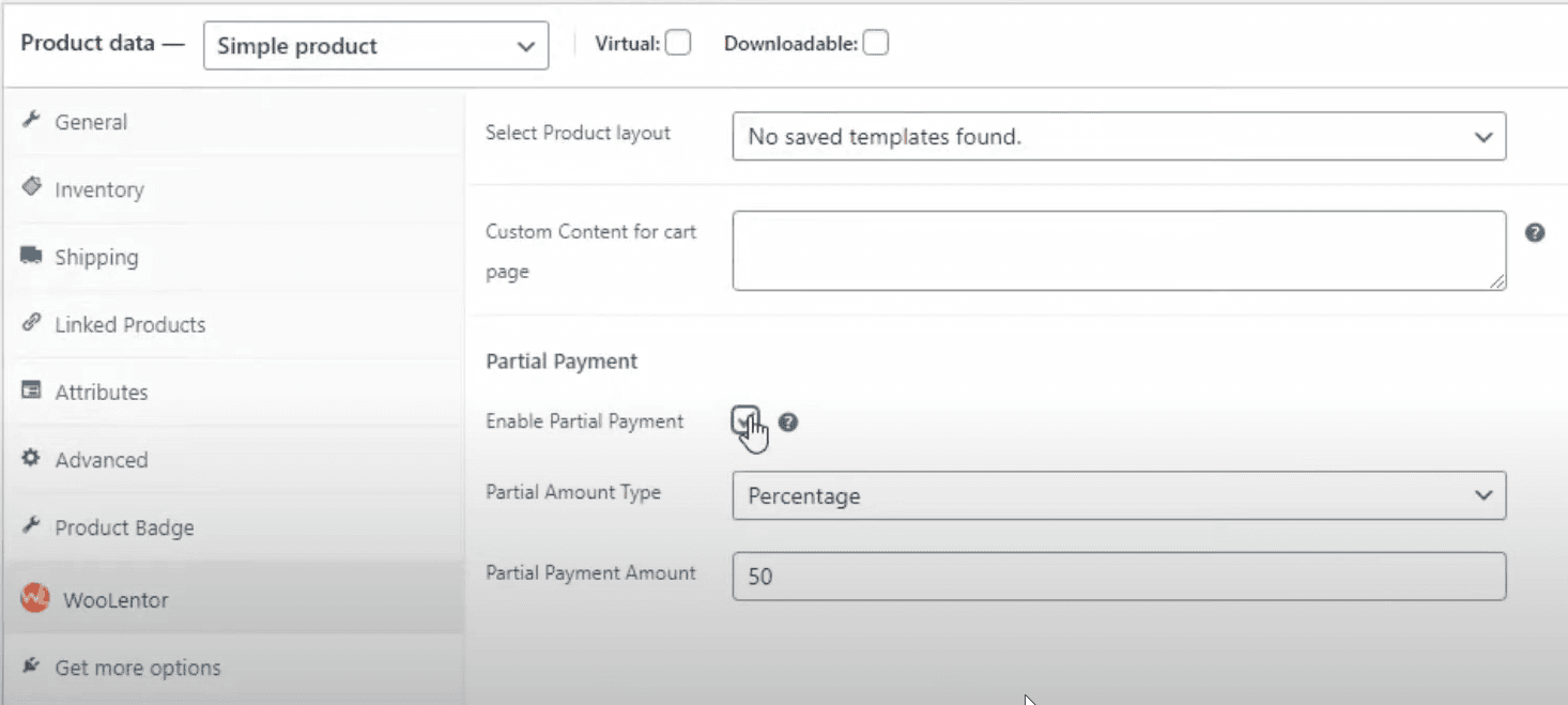 Paiement partiel ShopLentor par produit