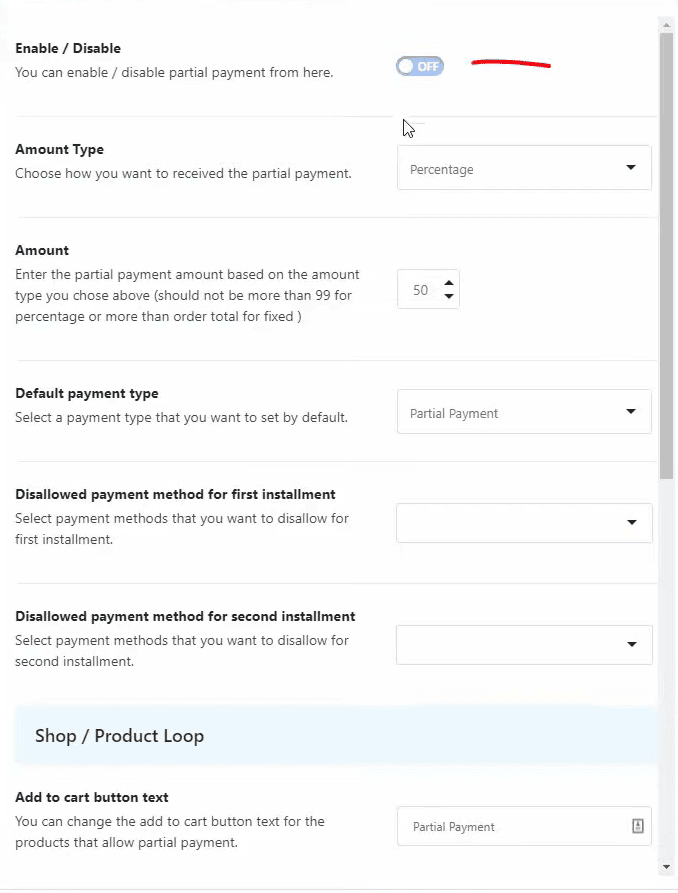 Paiement partiel avec ShopLentor