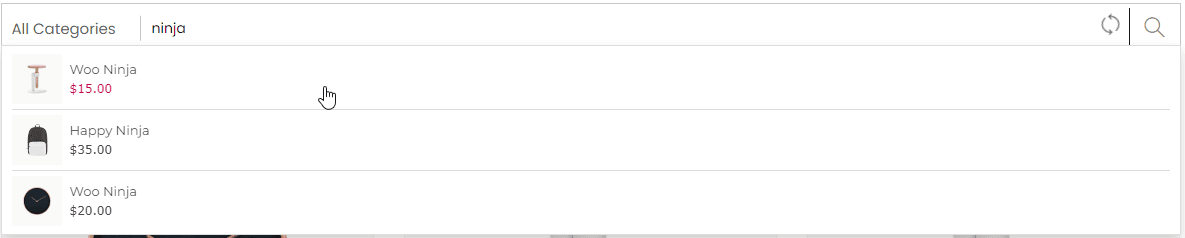 ShopLentor recherche de produits en Ajax