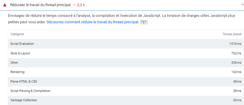 Réduisez le travail du thread principal